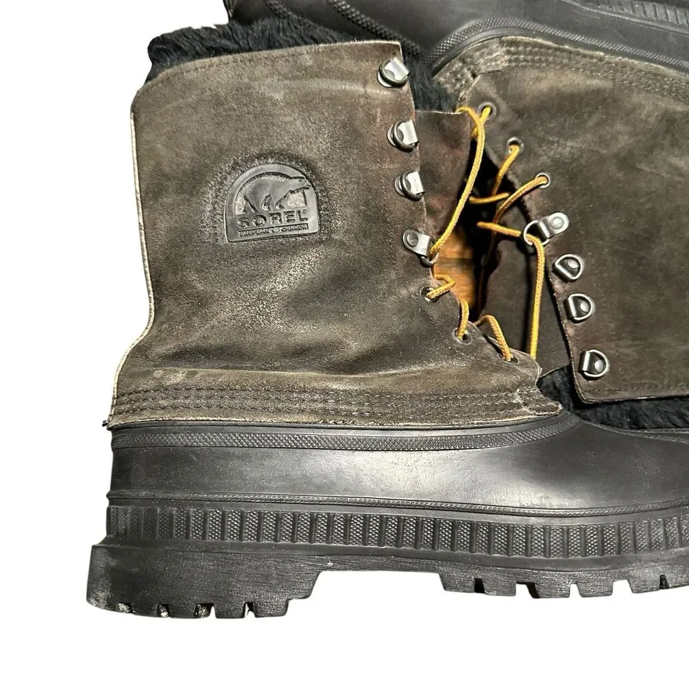 Sorel Kaufman Mens 10 Winter Pac Boots Brown Insulated Vintage USA GUC